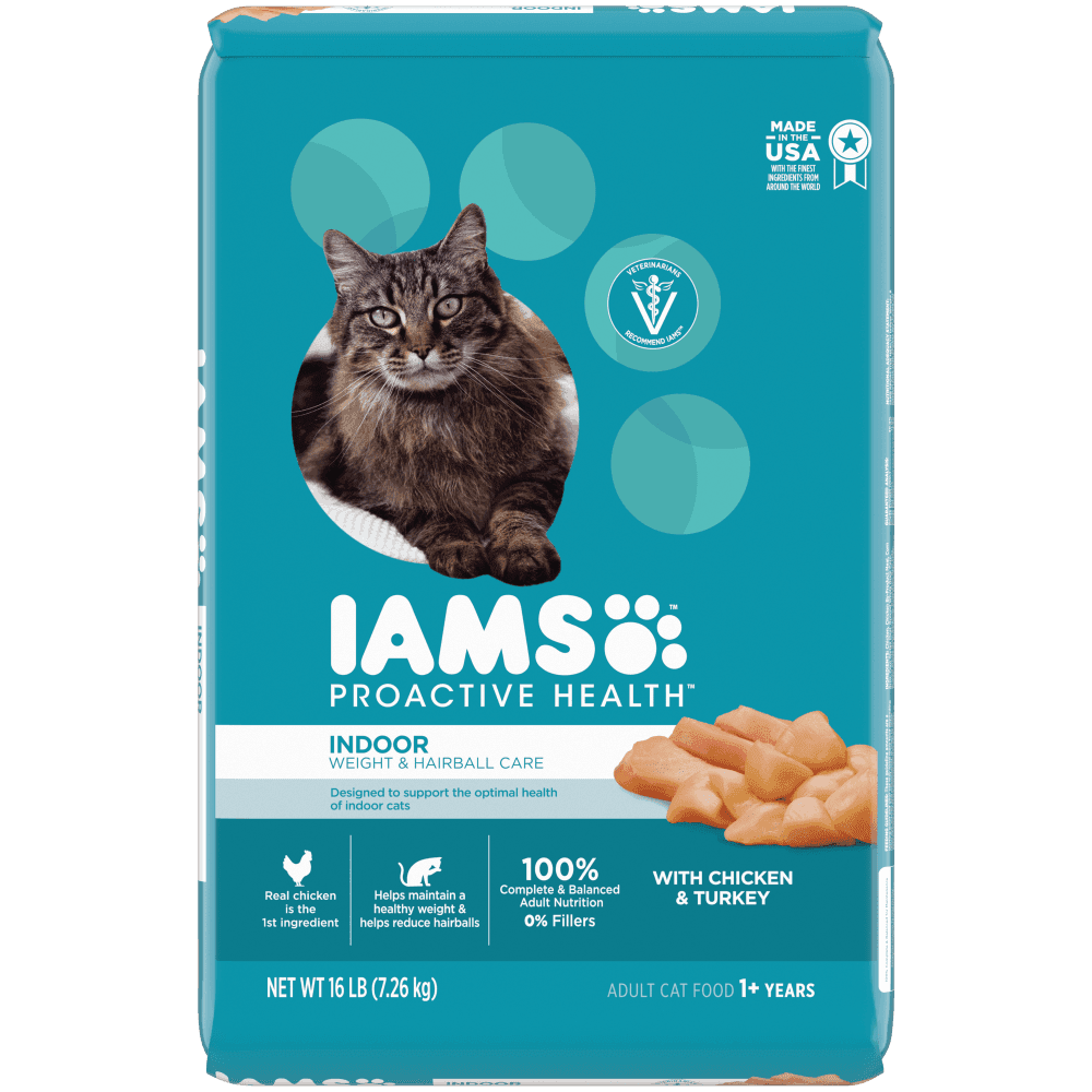 IAMS Proactive Health Adult Indoor Weight Control & Hairball Care Dry Cat Food with Chicken & Turkey